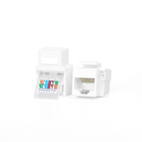 RJ45 Cat5e Cat6 Adaptador de conector Keystone Jack sin herramientas con esquema de cableado codificado por colores Snap in Stand