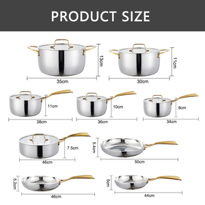 Tianxing Chất lượng cao sang trọng nhà bếp <span class=keywords><strong>Cookware</strong></span> sets triply thép không gỉ vàng xử lý soong cảm ứng dưới nấu ăn nồi <span class=keywords><strong>Set</strong></span> - Product Image 4