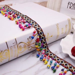 Deepeel LA098 4cm Costume da cucito tenda accessori di abbigliamento stile etnico perline ciondolo frange in pizzo tessuto di perline - Product Image 1