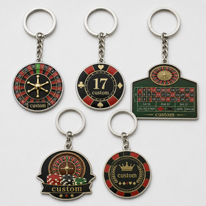 Porte-clés de <span class=keywords><strong>roulette</strong></span> personnalisés en gros, pendentifs de jeu de casino, souvenirs de divertissement, cadeaux promotionnels pour bars, porte-clés - Product Image 1