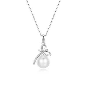 Vente en gros sur mesure S925 Collier de perles en argent Sterling pour femmes Chaîne de clavicule en zircon avec nœud de luxe - Product Image 3
