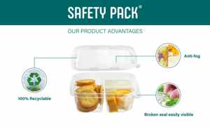 Caja de alimentos a prueba de manipulaciones de 3 compartimentos Contenedores de plástico reciclables apilables de 2 piezas para fideos y almacenamiento de alimentos - Product Image 1