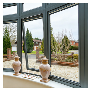 Fenêtres en aluminium à cadre fin, vitrage biseauté, à ouverture verticale, façade moderne, finition <span class=keywords><strong>anthracite</strong></span> thermolaquée - Product Image 4