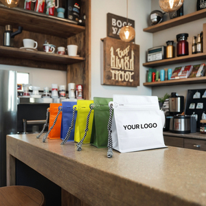 Tại gói hình chữ nhật tùy chỉnh hạt cà phê túi nắp kéo AU UAE USA đáy phẳng 250g 500g 1kg túi cà phê có van và dây kéo - Product Image 1