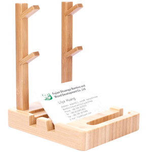 Porta llaves y tarjetas de visita de bambú para almacenamiento en el escritorio de la oficina, se puede colgar como un elemento decorativo para guardar objetos diversos. - Product Image 1