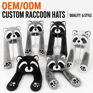 Gorro de Peluche de <span class=keywords><strong>Mapache</strong></span> Personalizado, Gorro Suave, Fabricante OEM ODM, Gorro de <span class=keywords><strong>Animal</strong></span> de Peluche Personalizado con Brazos Largos, Alta Calidad, Venta <span class=keywords><strong>al</strong></span> Por Mayor - Product Image 2