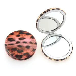 Леопардовый принт из искусственной кожи пикантное карманное зеркало кошелек сумка косметические инструменты зеркало для макияжа компактное зеркало