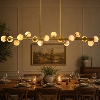 Lustre moderne pour salle à manger, suspension horizontale avec boules de marbre, lampe suspendue en albâtre pour cuisine et salon