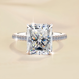 Anello di Lusso in Moissanite Certificata GRA da 2ct e 5ct, Taglio Radiant VVs1, in Argento Sterling S925, Regalo di Fidanzamento per Donne - Product Image 4