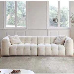 Мягкий угловой диван Yisi Cream Style из хлопка, современный диван-облако, белый, с плетением из овечьей шерсти, для квартиры, гостиной, с пуговицами, для отеля - Product Image 6