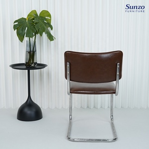 Cadeira de Jantar <span class=keywords><strong>Vintage</strong></span> Tubular de Couro SUNZO FURNITURE do Meio Século - Product Image 3