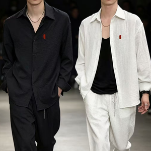 Chemises pour hommes Ralf <span class=keywords><strong>2022</strong></span>, dernière conception, vente en gros personnalisée, style décontracté uni, ODM, anti-plis, boutons en corne, Laurla - Product Image 2
