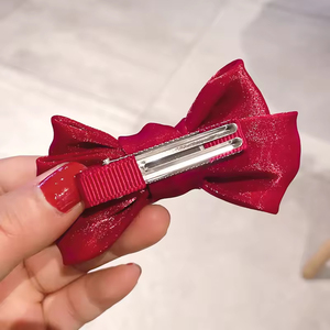 Fermaglio per Capelli a Fiocco per Bambine Sudcoreane e Grazioso Clip per Capelli Rosso per Neonata Stile Influencer - Product Image 4