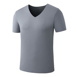 T-shirt décontracté double face en modal à col en V pour <span class=keywords><strong>homme</strong></span>, collection printemps-été, manches courtes, fin, sans coutures, couleur unie, vêtement d'extérieur, sous-vêtement de base - Product Image 5
