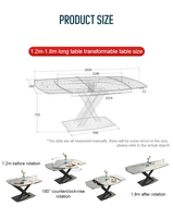 Transformateur pliant de levage extensible de Restaurant à base métallique vers une Console de meubles à mécanisme rond plus grand