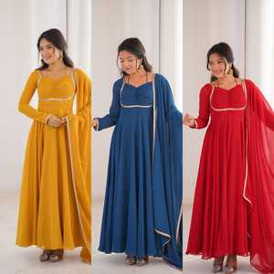 Georgette Fabric Anarkali Dress for Women Trendy Long <b>Flared</b> Anarkali Suit Indian Wedding Festival Wear Ladies Ethnic Clothing - Product Image 6