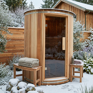 Sauna de Vapor Exterior para 3-4 Personas, Cabina de Madera Prefabricada con Techo Acrílico Impermeable, Calentador Harvia, LED de 7 Colores, Venta al Por Mayor - Product Image 2