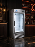 Réfrigérateur commercial vertical en acier inoxydable à porte basse, congélateur et refroidisseur pour supermarché, certifié CE UL