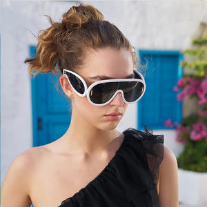 Lunettes de soleil sportives pour femmes à grande monture argentée C14, verres en film mercure, protection UV400, résistantes au vent, lentilles PC, vente en gros transfrontalière - Product Image 4