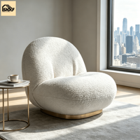 Fauteuil de loisirs OKF personnalisé en laine, forme nuage, avec structure en bois massif, rembourrage en éponge, base pivotante, fauteuil d'appoint moderne pour salon de villa