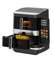 Friteuse à air électrique sans huile en acier inoxydable, double panier classique 10-15L, écran tactile, fonction cuisson, pour usage domestique, modèle français
