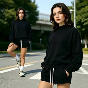 Sudadera de Forro Polar Color Macaron con Cuello Medio Alto, Estilo Urbano Americano, Ropa de Mujer a la Moda, Venta Transfronteriza - Product Image 1