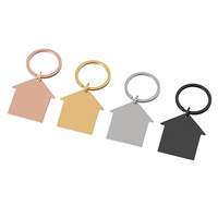 Gantungan Kunci Karabiner Kartun Vintage Kosong, Logam Stainless Steel Bentuk Rumah, Liontin Berukir Logo Kustom, Hadiah