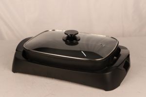 Mitcmolard Poêle carrée électrique en fonte avec revêtement antiadhésif et couvercle en verre trempé pour usage domestique - Product Image 2