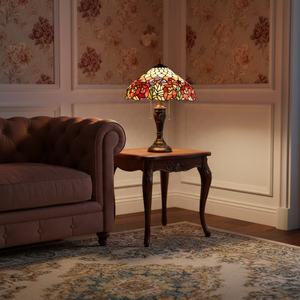 Lámpara de Mesa Ajustable de Estilo Europeo de 16'' con Diseño de Escamas de Pescado en Vidrio Tiffany, Base de Resina, LED DC que Cuida la Vista, para Sala de Estar - Product Image 5