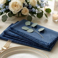 Serviettes de table rustiques en coton et lin à bords frangés, réutilisables et lavables pour fête prénuptiale