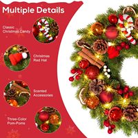Karangan Bunga Natal Buatan MaoSheng Terlaris, Bahan PE, 30-45cm, Dekorasi Rumah Hijau untuk Liburan Natal