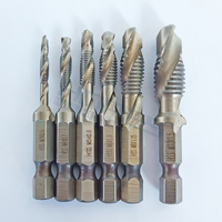 Edc — ensemble de robinets à combinaison de perceuse 6 pièces, avec fonction de chanfrein, pack de boîte M3 M4 M5 M6 M8 M10