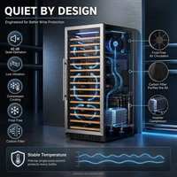 Réfrigérateur à vin encastrable OEM en acier inoxydable avec panneau et étagères en bois pour armoire de cuisine, idéal pour les magasins de vins