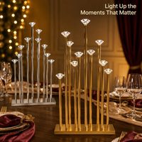 Support de lumière en alliage d'aluminium de luxe pour décoration d'allée de mariage et d'événements, modèle D26182 argent/or