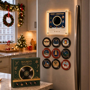 Mini Tocadiscos Bluetooth Retro Navideño, Discos con Patrones Navideños Intercambiables, Decoración Festiva para Mesa, Regalo - Product Image 1
