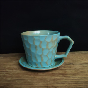 Ensemble tasse et soucoupe à café en céramique rétro japonaise, tasse en poterie rustique pour le thé de l'après-midi, cadeau souvenir créatif - Product Image 3