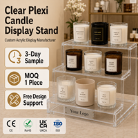 Support d'affichage en plexiglas transparent avec base éclairée pour bougies, parfums et petits articles de luxe, vitrine de boutique