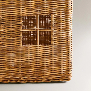 Hand Woven Miniature House <b>Toy</b> <b>Storage</b> <b>Basket</b> Rattan Rectangle Shape Multifunctional Children's Playhouse <b>Storage</b> Solution - Product Image 4