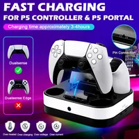 Station de charge pour manette compatible avec PS5 et Edge, station de charge rapide avec câble pour manette PS5/EDGE