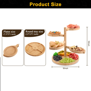 Planches à <span class=keywords><strong>fromage</strong></span> Charcuterie Cadeau Plateaux et plateaux de service en bambou pivotants Fête de Noël unique Cadeaux de pendaison de crémaillère pour les vacances - Product Image 4