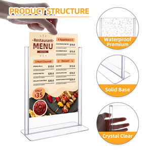 Nhựa giữ dấu 5x7 inch hình chữ T bảng hiển thị hàng đầu đứng rõ ràng hai mặt dọc giữ giấy để bàn - Product Image 3