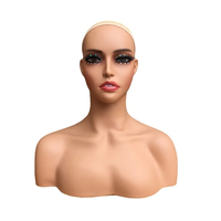 Mannequin Tête en Plastique avec Buste, Support pour Perruques et Présentoir à Bijoux