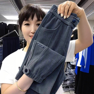 Corduroy <b>Pants</b> Women High Waist Plus Size Thickened Fleece <b>Lined</b> Casual Harem Jogger Autumn Winter Fashion Dark Gray Coffee - Product Image 1