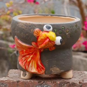 MSH Nouveauté <span class=keywords><strong>Pot</strong></span> <span class=keywords><strong>de</strong></span> fleurs succulentes peint à la main en forme <span class=keywords><strong>de</strong></span> poisson rouge <span class=keywords><strong>Décoration</strong></span> pour <span class=keywords><strong>maternelle</strong></span> - Product Image 5