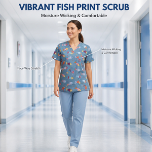 Four Way Stretch <b>Scrub</b> <b>Sets</b> Professional Medical Uniforms Elastic Waist Comfortable Hospital Nursing <b>Scrubs</b> <b>Set</b> - Product Image 4