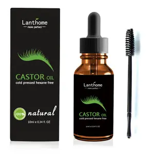 Lanthome 100% puro orgánico natural 10ml aceite esencial para la piel cuidado de las cejas hidratante aceite de ricino refinado con cepillo