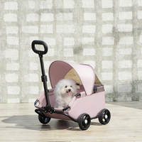Poussette de voyage pliable de luxe à 4 roues pour chien et chat, tissu léger en maille Oxford, imperméable et réglable pour le camping