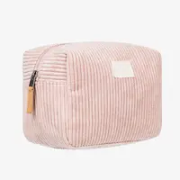 Old Pink Corduroy Pouch / Velvet Makeup Bag / Women's 