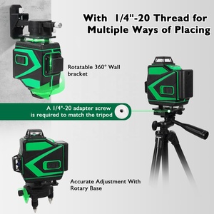 Acstfr ระดับเลเซอร์สีเขียว4D 360องศาปรับระดับได้ด้วยตนเองระดับเลเซอร์สีเขียวอัตโนมัติแบบพกพาได้16เส้น - Product Image 4