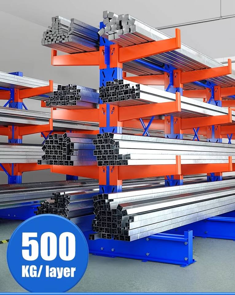 Orange Storage Racks Loaded Heavy Duty Cantilever Storage Racks Orange Cantilever Racking Systems ...